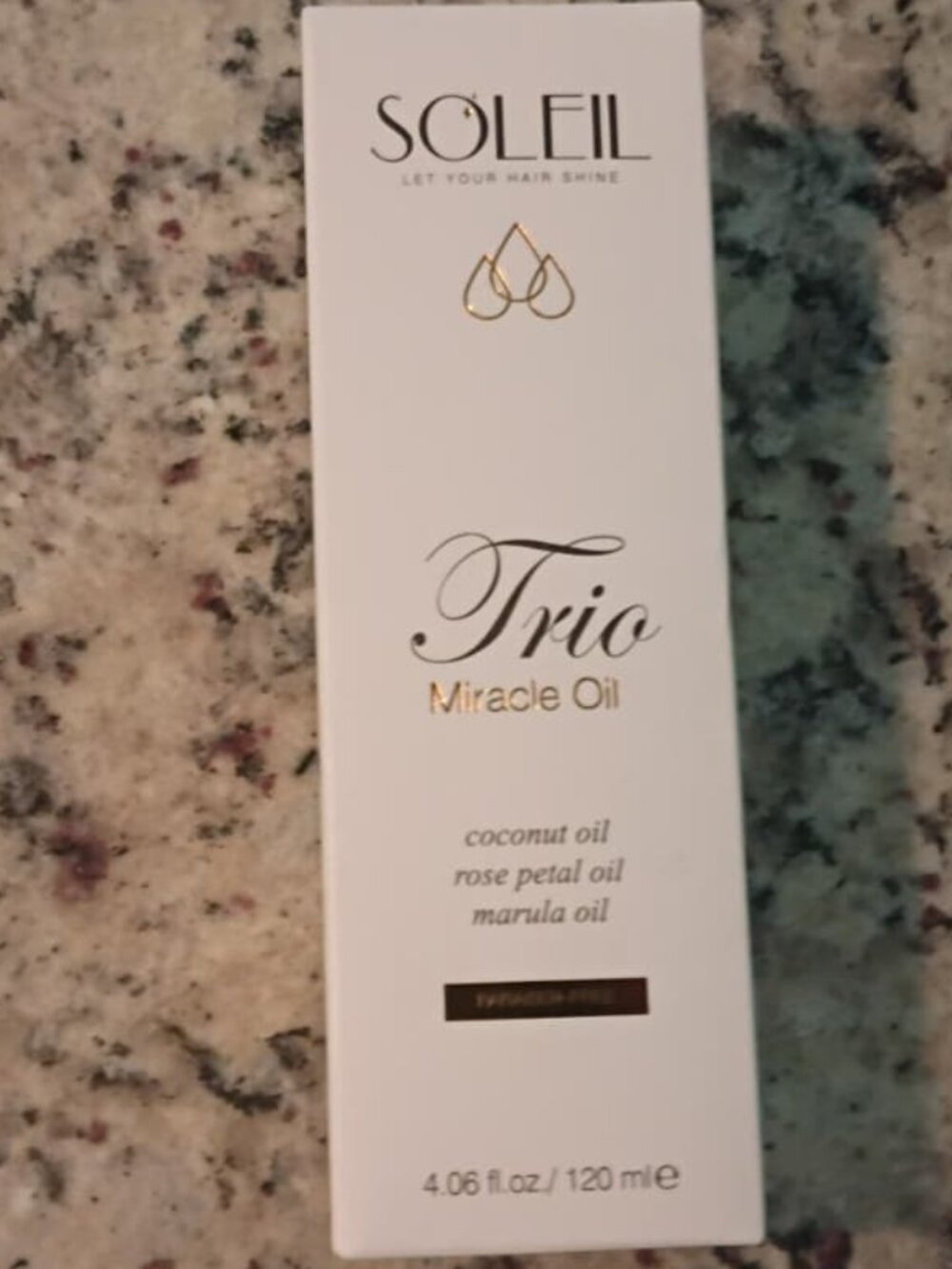 SOLEIL TRIO MIRACLE OIL-COCONUT OIL+ROSE PETAL OIL+MARULA OIL-4.06 oz/120 ml-NEW